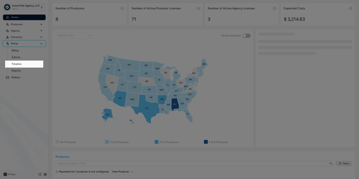 Screenshot of activity timeline in InsureTrek.