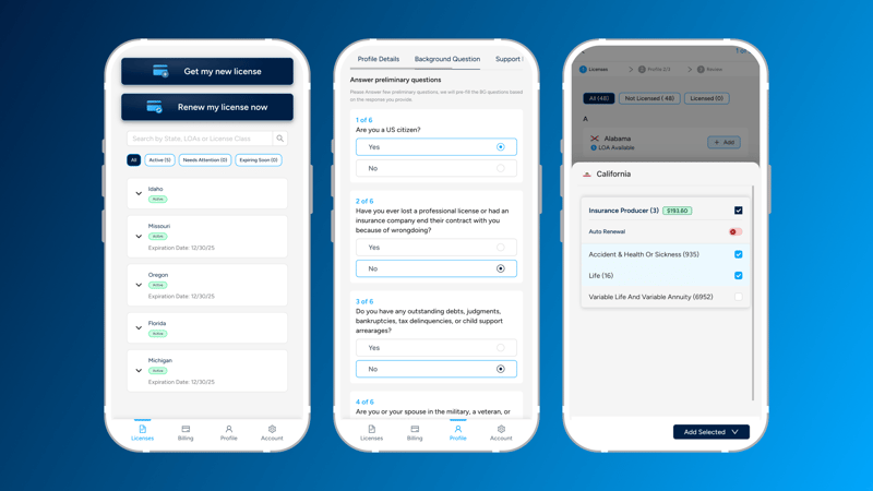 Screenshots of InsureTrek Mobile
