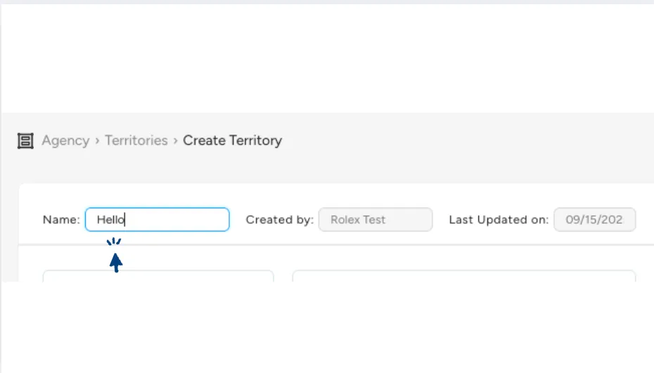 Territory name input