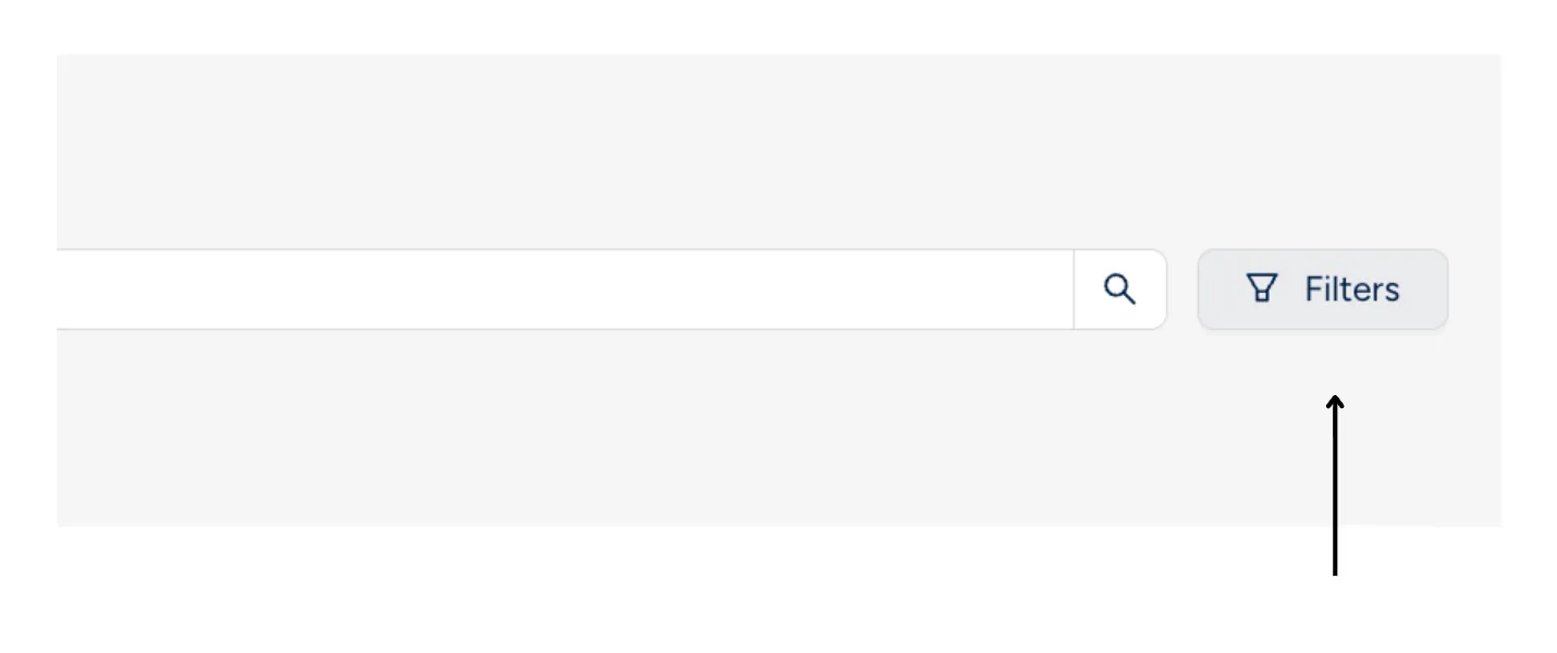 Filters button on state licenses page