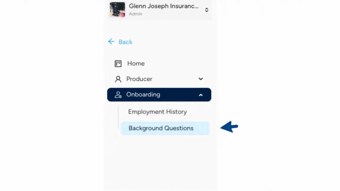 Navigate to background questions