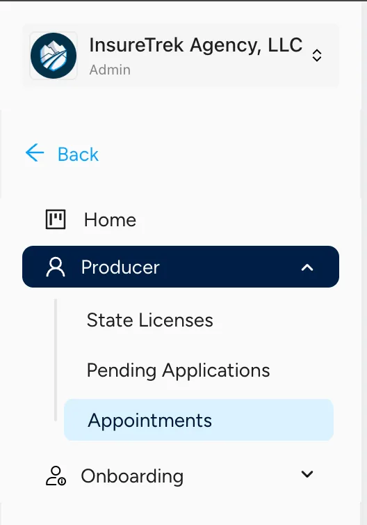 Carrier appointments screen