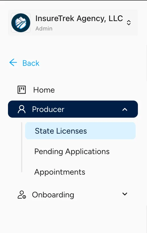 State licenses screen