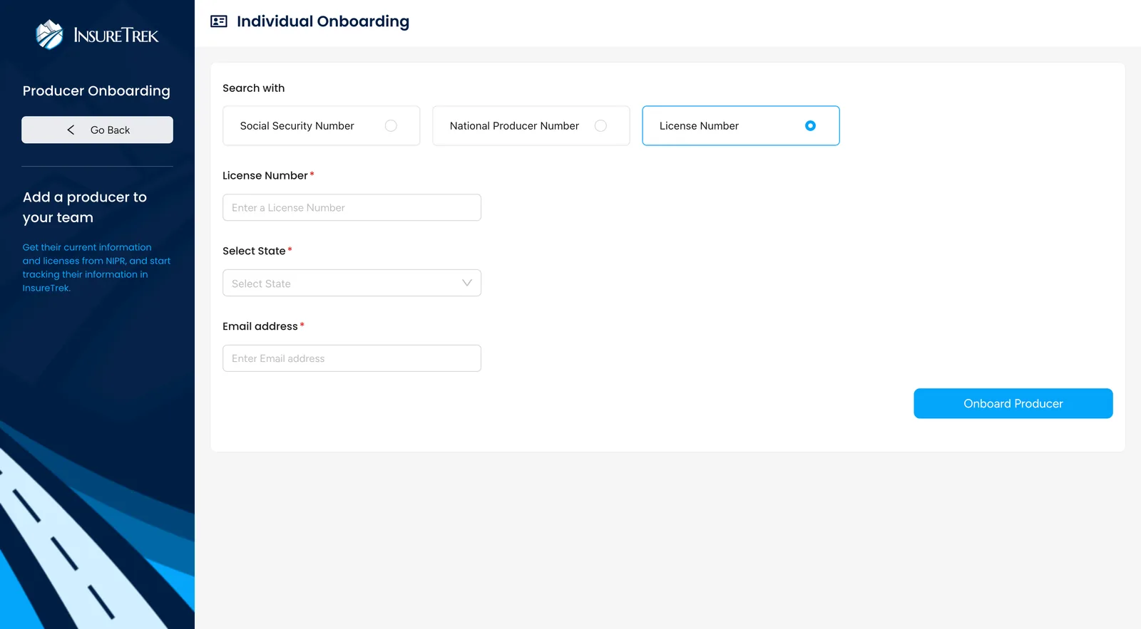 Onboard with license number