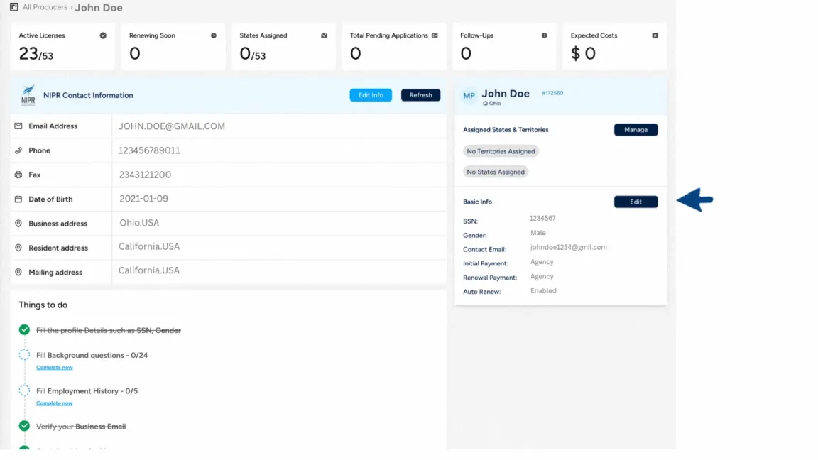 Edit personal information