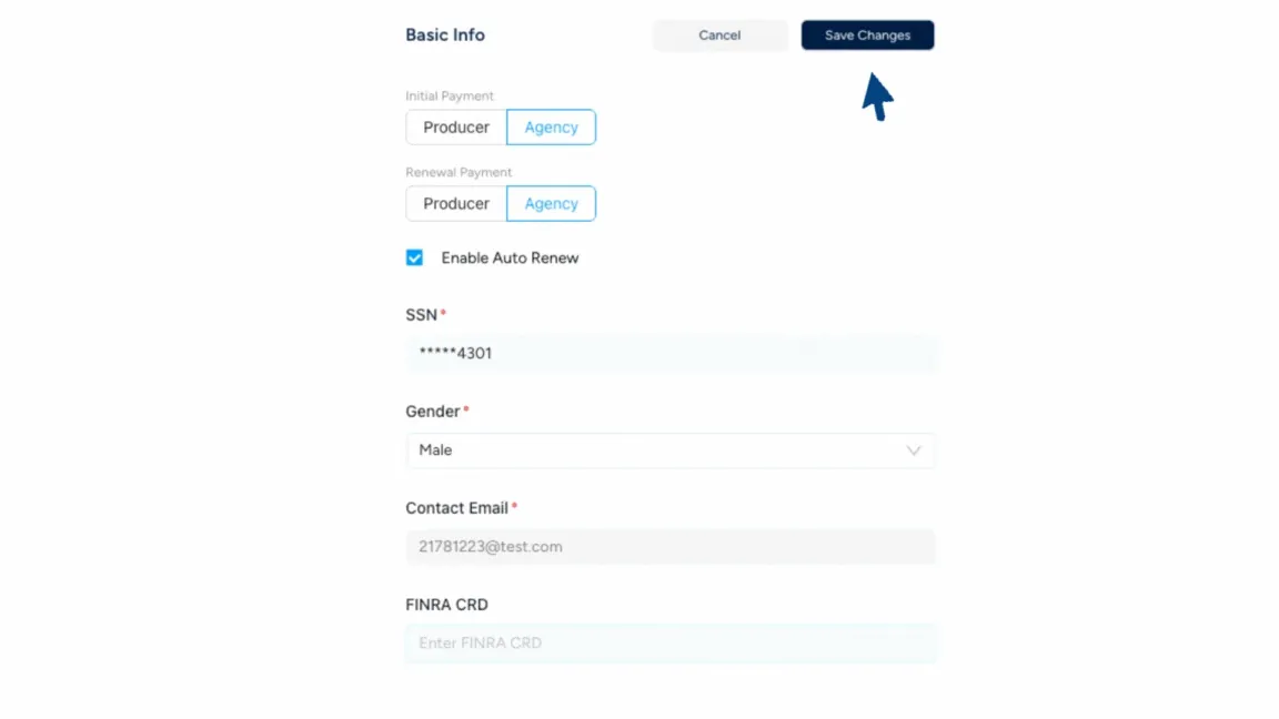 Personal information fields